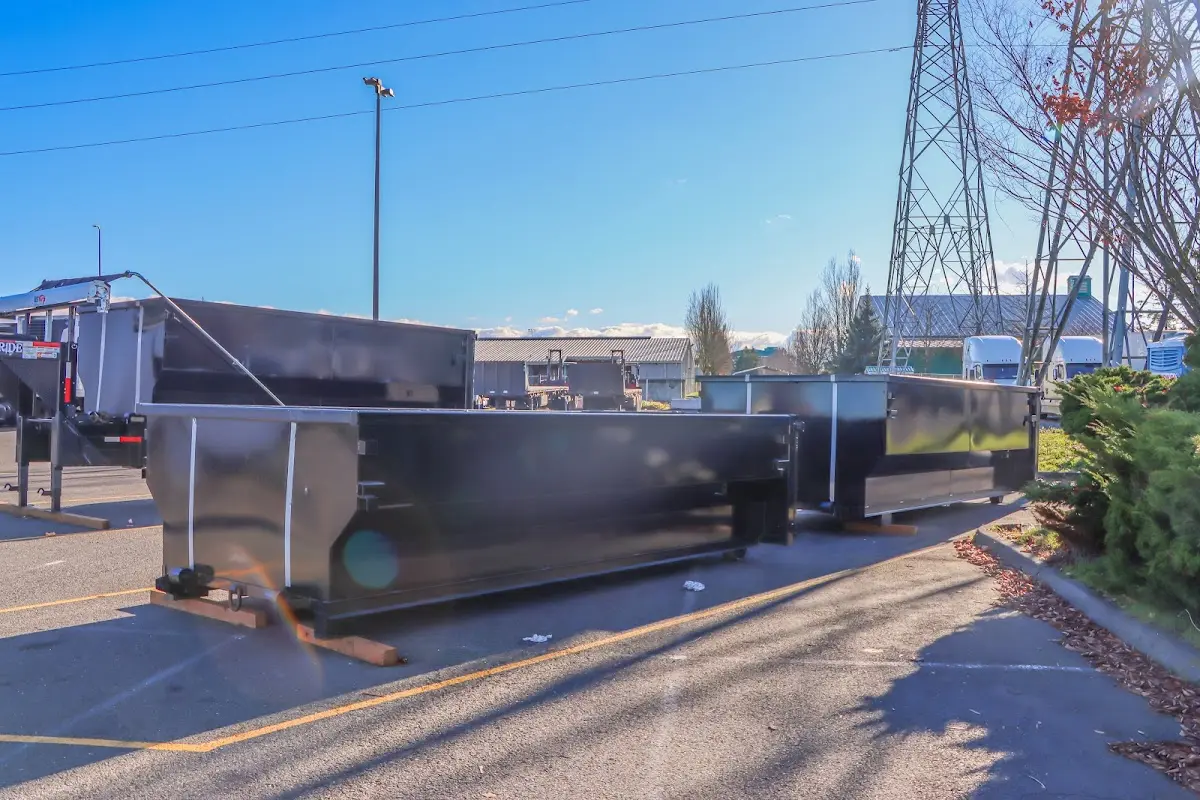 Roll-off dumpster ready for waste disposal at job site for 6 Yard Dumpster Rental in Rancho Calaveras